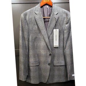 Calvin Klein Slim fit Black/Gray Glen Plaid Sport Jacket 48R